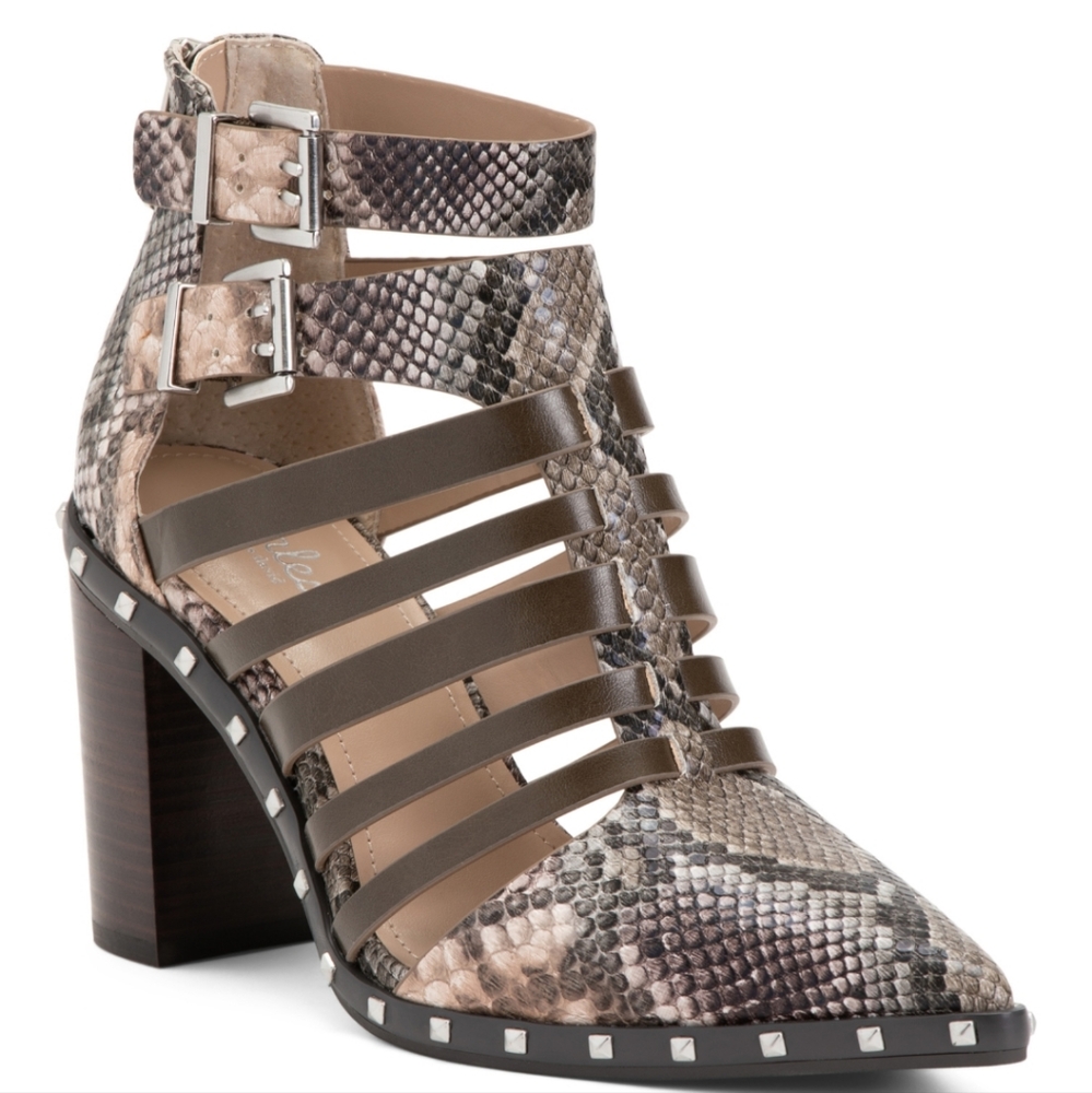 Snake print booties